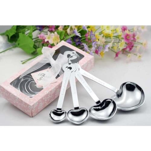 Love Beyond Measure Heart Measuring Spoons in Gift Box for wedding favors and gifts (50 sets) with FEDEX DHL Free Shipping