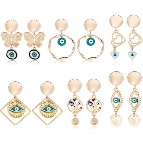 Fashion Rhinestone Hoop Earrings Simple Retro Shine Crystal Hollow Gold Color Round Exaggerated Personality Demon Eye Earrings