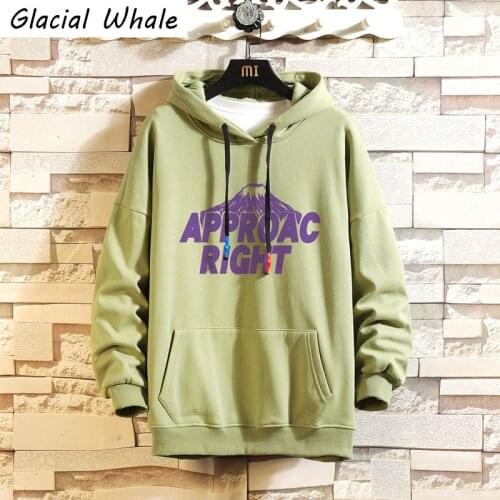 GlacialWhale Mens Hoodies Men Winter Warm Oversized Print Sweatshirt Japanese Streetwear Oversized Black Hoodie Men Sweatshirts
