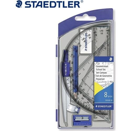 Staedtler 550 60 S8 Compasses School Set Ruler Protractor Set Square Student drawing tools 8pcs/set