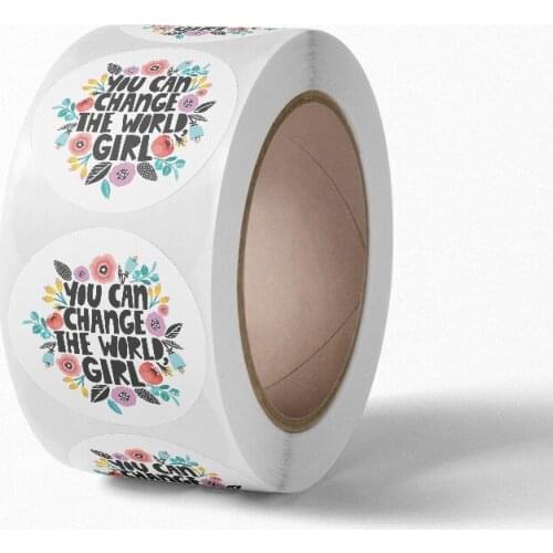 J067 Adhesive Sticker For Party Coated Paper 2.5cm Dia In Stock Label Disposable Products Never Give Up Ever Super Girl Power