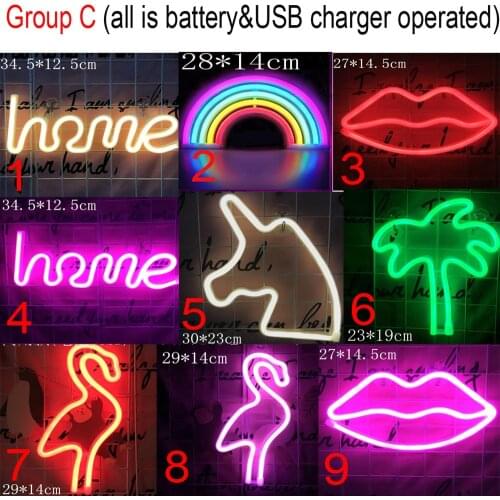 27 Styles USB Charging/Battery LED Neon Decorative Lights Neon Sign Shaped Wall Decor for Christmas Birthday Party Bedroom Weddi