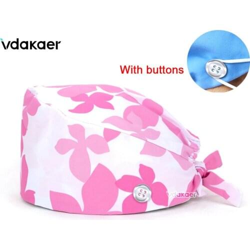 New Elastic band doctor cap multicolor printing scrub cap nurse beautician gourd cap unisex bandage turban chef hat scrub hat