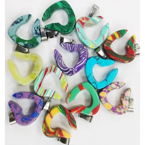 Fashion trendy 20MM 12pcs/lot heart Synthetic stone hollowing out pendant Necklace for Jewelry making free shipping wholesale