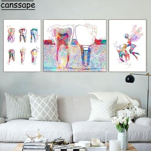 Dental Art Poster Tooth Implant Canvas Painting Dentistry Hygienist Dental Molar Wall Art Print Tooth Fairy Picture Clinic Decor