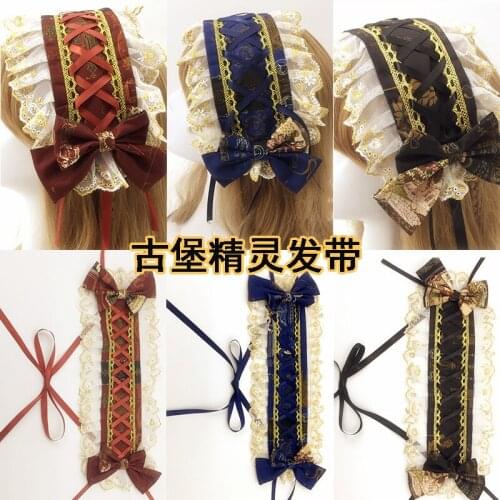Princess sweet Japanese hairband Castle Elf Printed Headband Master lolita cosplay girls hair band HEAD WEAR Headband LZJ-H02