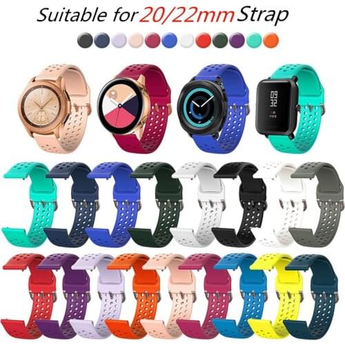 Silicone Original 20mm band Strap For Samsung Galaxy Watch Active 2 40/44mm / 3 41mm smartwatch wristband For Huawei GT 2 42mm
