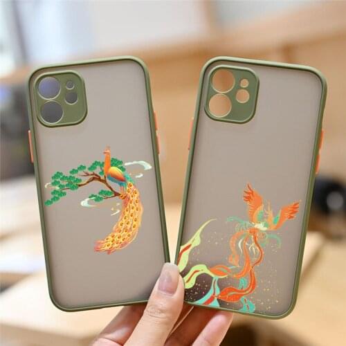 Luxury Chinese Court Wind Dragon Phoenix Phone Case for IPhone 12 11 Pro X XS XR XS Ma 7 8 Plus 6S Matte Hard PC Cover Coque