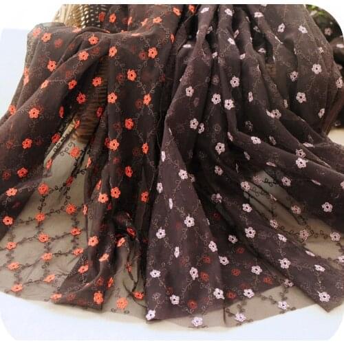 Net yarn flower embroidery lace fabric handmade DIY clothes skirt material,fabrics by the meter,130cm*100cm/pcs