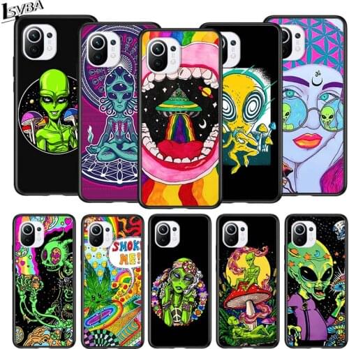 Tie Dye Peace Alien for Xiaomi Mi 11 10T Note10 Ultra 5G 9 9T SE 8 A3 A2 A1 6X Pro Play F1 Lite 5G Black Phone Case