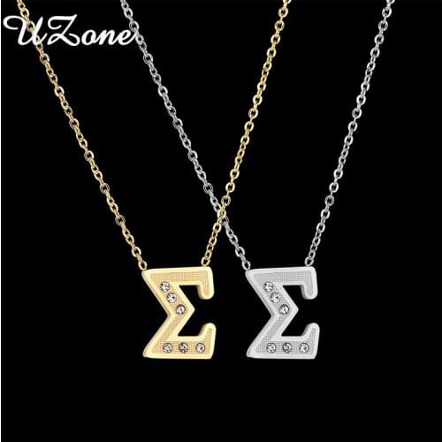 Uzone Stainless Steel Initial Alphabet M Letter Pendant Charms Crystal Chain Necklace For Women Fashion Jewelry