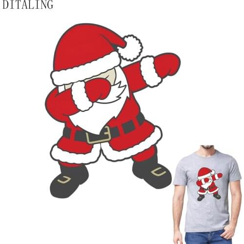 Funny Santa Patches On Clothes Thermal Stickers On Clothing DIY Parent-Child T-Shirt Patch Washable A-Level Christmas Appliqued