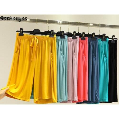 Women Sleep Bottom Solid Plus Size 3XL Modal Simple Knee Length Trousers Female All-match Soft Breathable Casual Fashion Soft