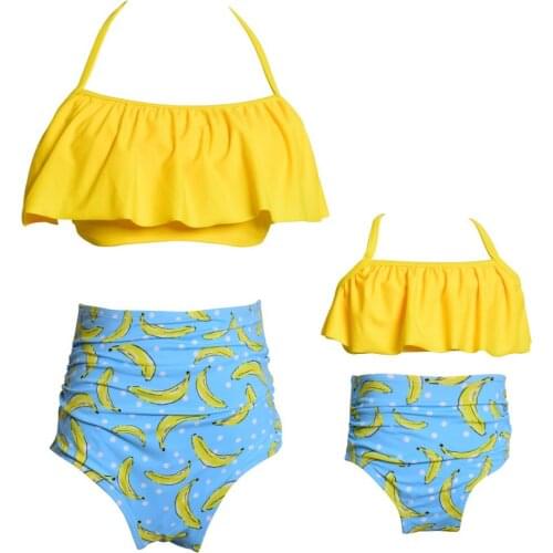 2021 New Summer Family Matching Flower Swimsuit Women Girls Swimwear Bikini Mom And Daughter Bathing Suit Swimsuit One Pieces