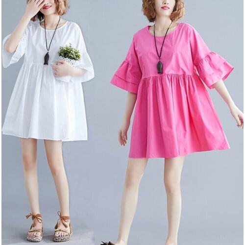 Make the big yards fat mm jin short-sleeved summer covered belly brim doll dress is limited