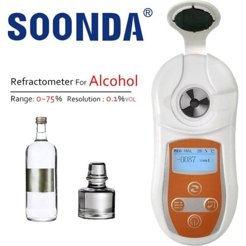 0-75%VOL Auto Alcohol Refractometer For Alcohol Measure Tool 0.1%VOL Resolution Digital Hydrometer Concentration Spirits Tester