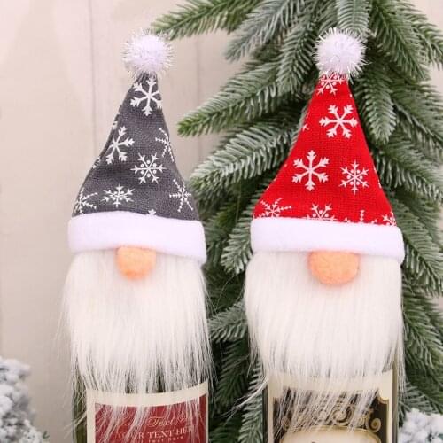 1 Pcs Wine Bottle Cover Xmas Eve Faceless Doll Christmas Wine Bottle Protector Cover Bag Christmas Decoration For Home Cocina