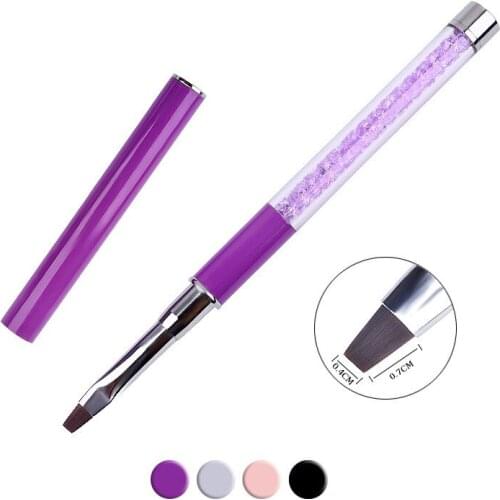 1PCS Flat Nail Art Brush Gel Pen Drawing Painting Tips Builder Acrylic UV Gel Brush Polish Extension Design Manicure Tools NB29