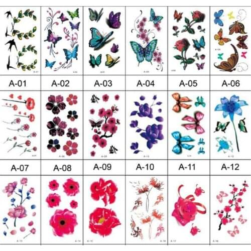 10PCS Beautiful Water Transfer Stickers Flash Tattoos for Body Art Makeup Cool 3D Waterproof Temporary Tattoo for Girls Tatouage