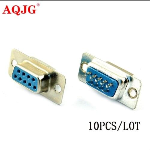 10pcs RS232 serial port connector DB9 female socket Plug connector 9pin copper RS232 COM socket adapter