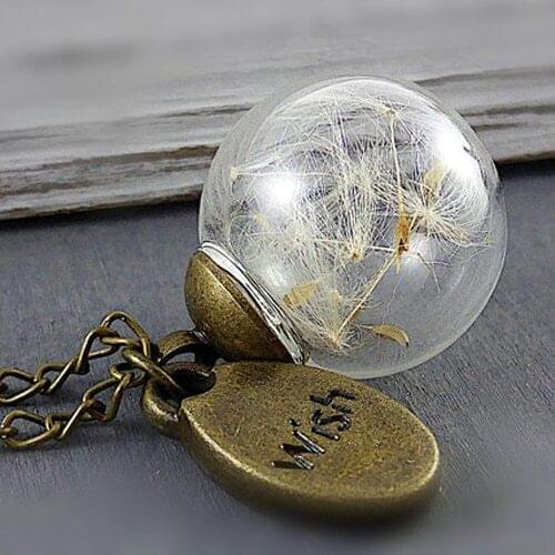 3PCS 20/25MM Glass Ball Dandelion Seed Necklace Glass Orb Pendant Hand Blown Glass Globe Necklaces Gift For Her