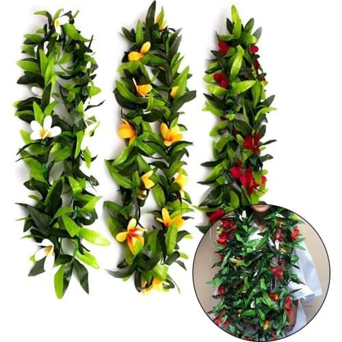 3PCS Hawaiian Wreath Lei Tropical Artificial Leaf Flower Party Lei Luau Lei For Party Ornament