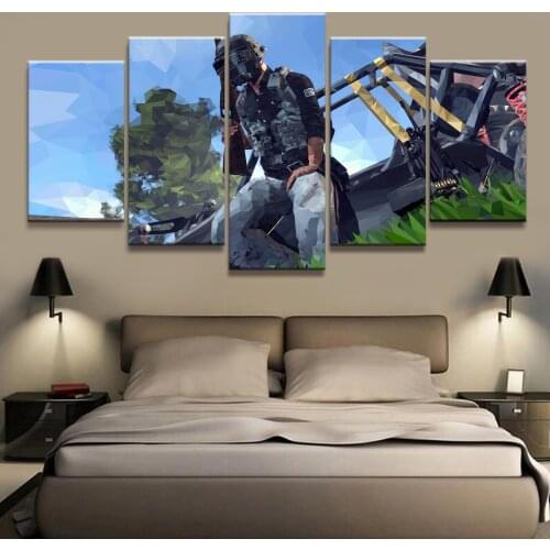 5 Piece Pubg Playerunknowns Battlegrounds Game Poster Artwork Wall Painting on Canvas for Home Decor