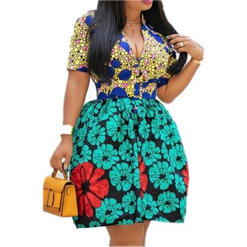 African Print Dashiki Dresses For Women African Clothes Elegant Robe Africaine Femme Vestidos Lady Office Work Wear Dress