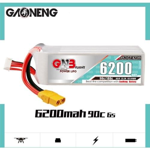 GAONENG GNB 6200mAh 22.2V 6S 90C/180C Lipo Battery with T/XT60/XT90 plug For RC Helicopter Quadcopter FPV Racing Drone Parts