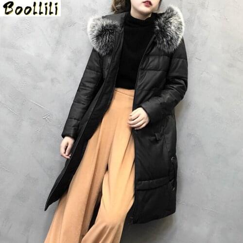 Boollili Genuine Leather Down Sheepskin Jacket Hooded Winter Jacket Duck Down Coat Women Clothes 2020 Jaqueta De Couro