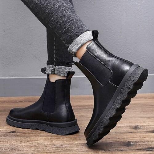 Brand mens boots cowhide popular style chimney boots Martin boots high-top mens leather shoes casual board shoes thick soles