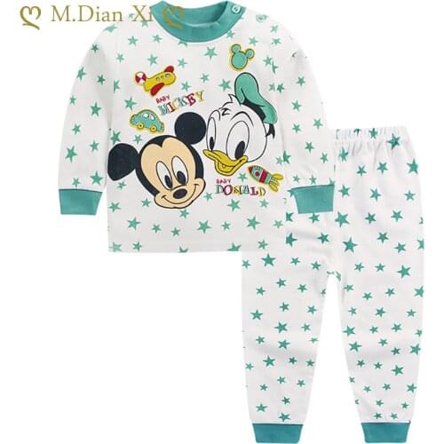 Childrens Cotton Boys and Girls Baby Cotton Underwear Set Childrens Autumn Clothes Long Pants Home Service Baby Clothes