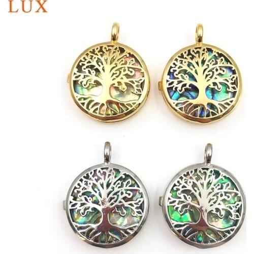 Natural Shell Pendants Hollow Life Tree Exquisite Abalone Shell Jewelry Beach Gold Silver Pendant For Women Shell Necklace