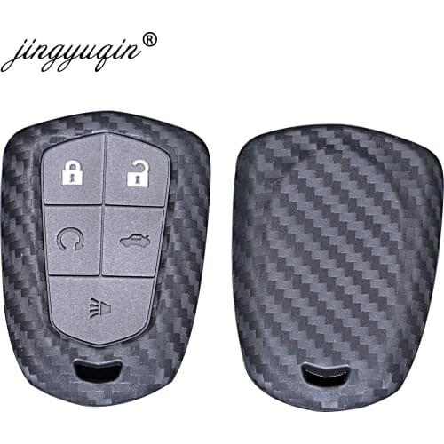 Jingyuqin Carbon Silicone Protective Key Case For Cadillac ATS-L XTS XT5 CTS CT6 ATS 28T SRX Escalade Smart Remote Key Cover
