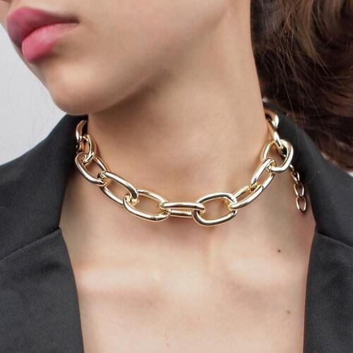 Classic Metal Choker Necklaces For Women Alloy Statement Necklace Coarse Chain Maxi Bib Collar Necklaces Jewelry UKMOC