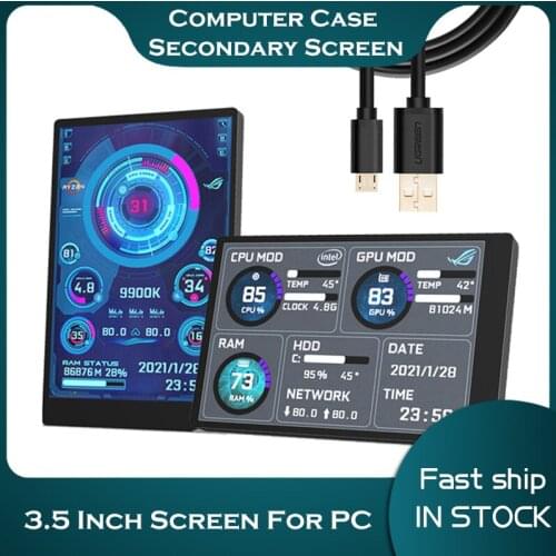 Computer Monitor For Mini ITX Case 3.5 Inch IPS TYPE-C Secondary Screen CPU GPU RAM HDD Monitoring USB Display Freely AIDA64
