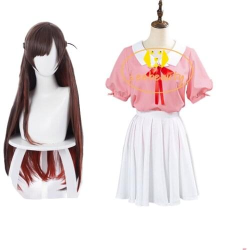 New Anime Rent a Girlfriend Cosplay Costume Mizuhara Chizuru Wig Kanojo Okarishimasu Ichinose Chizuru School Girl Pink Skirt Set