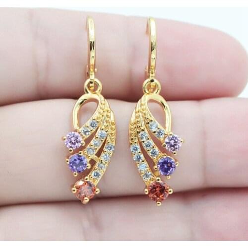Wings Zircon Earrings for Women Simple AAA Cubic Zirconia stud Earrings Vintage Fashion Gold Color Crystal Stone Wedding Jewelry