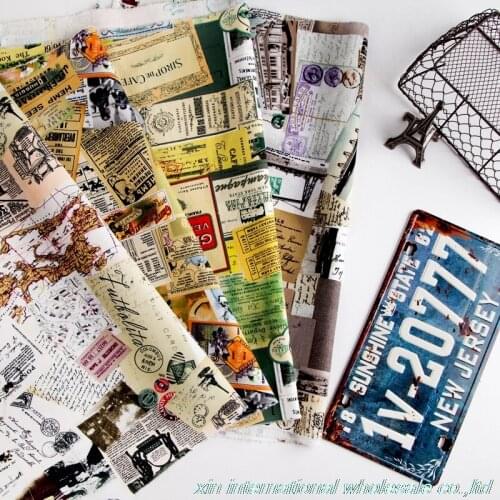 Linen cotton fabric Curtain sofa cushion tablecloth telas manual ankara fabric Retro map Notes Series felt fabric