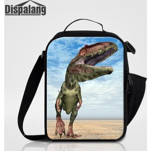 Student Reusable Insulated Lunch Bag Dinosaur Cartoon Animal Multifunctional Kid Cooler Food Lunchbox Women Canvas Messenger Bag