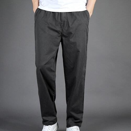 New Casual Cotton Oversize Suit Pants Men Spring and Summer Elastic Waist Straight Business Trousers Male Clothing