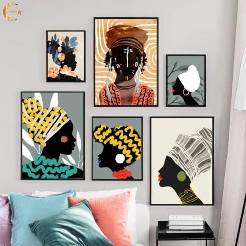 Africa National Style Posters and Prints Wall Pictures Nordic Retro Abstract Girl Canvas Painting Wall Art Poster for Home Decor