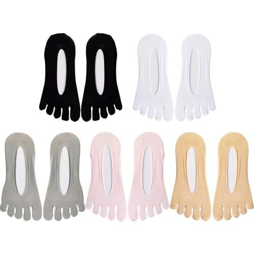 Womens Girl Ankle Invisible Five Finger Toe Socks No Show Low Cut Boat Sock