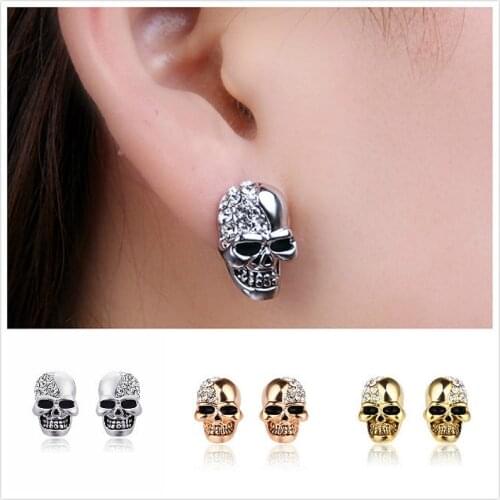 New punk round shiny skull Clip Earrings , men and women design jewelry gifts