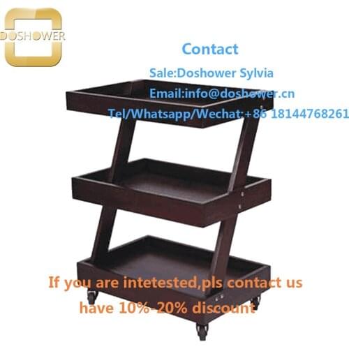 Equipment cart acrylic salon with bathroom shelf in wood for salon and spa trolley