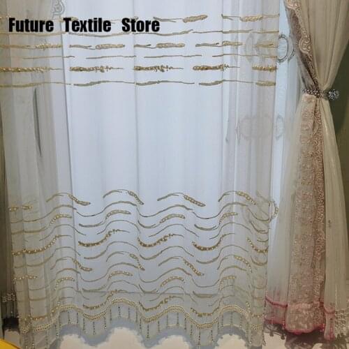 Wholesale Embroidered Curtains for Living Room Bedroom Fabric Curtain with Gauze Vertical Gauze Curtain