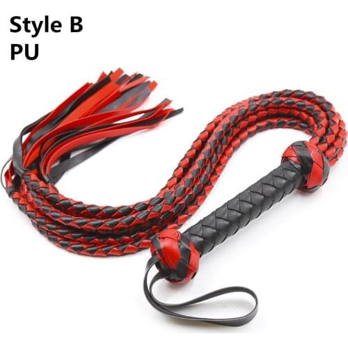 Hand-knitted Leather Scattered Spanking Paddle Whip with Lash Handle for Bdsm Bondage Adults Games Sex Toys to Men Women Couples