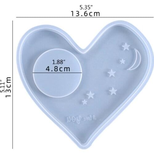 Love Heart Stars Coaster Epoxy Resin Mold Candlestick Pad Mat Tray Silicone Mould DIY Crafts Decorations Ornaments Tool