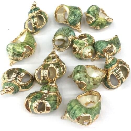 Natural Shell Pendants Conch Shape Cutout Pendant Golden Plated for Jewelry Making DIY Necklace Accessorie Size 20x30-25x35mm