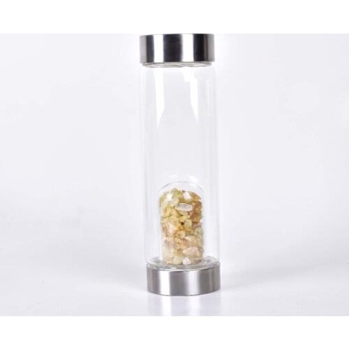 Drop shipping Product Natural Quartz Citrine Crystal Point Gravel Glass Energy Cup Gem Crystal Gravel Bottle Healing Gift